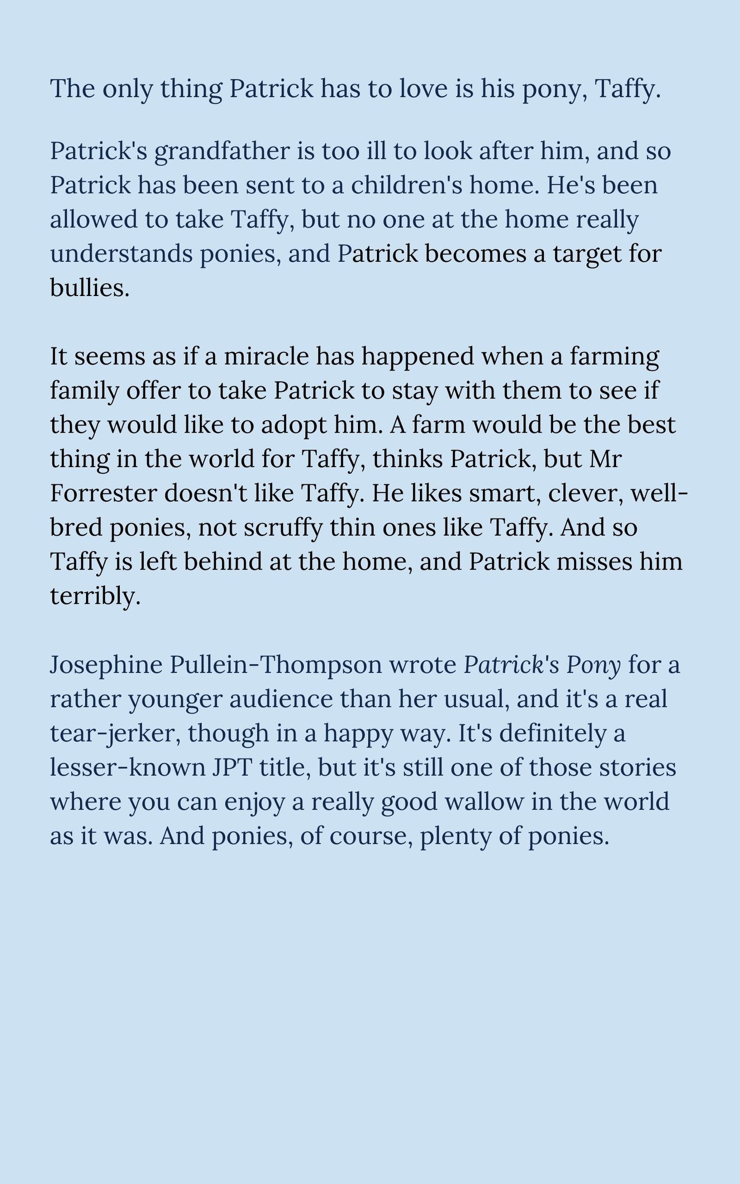 Josephine Pullein-Thompson: Patrick's Pony (eBook)